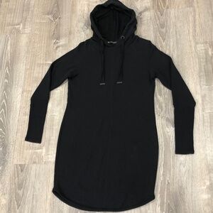 Athleta Black Hooded Sweatshirt Dress XS